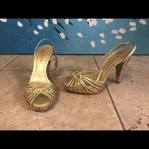 BCBG gold heels